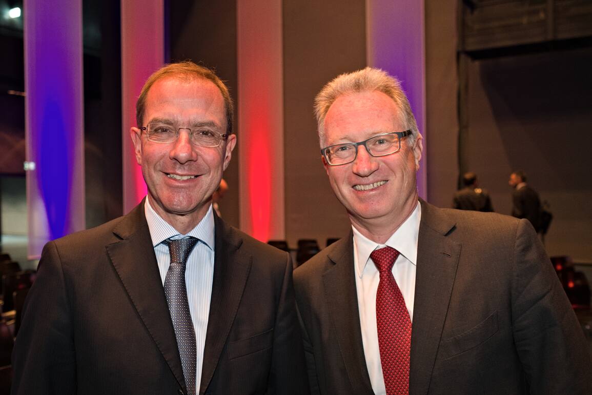 Marcel Rohner, Präsident VAV, Vereinigung Schweizerischer Assetmanagement- und Vermögensverwaltungsbanken; Yves Mirabaud, Präsident, Vereinigung Schweizerischer Privatbanken