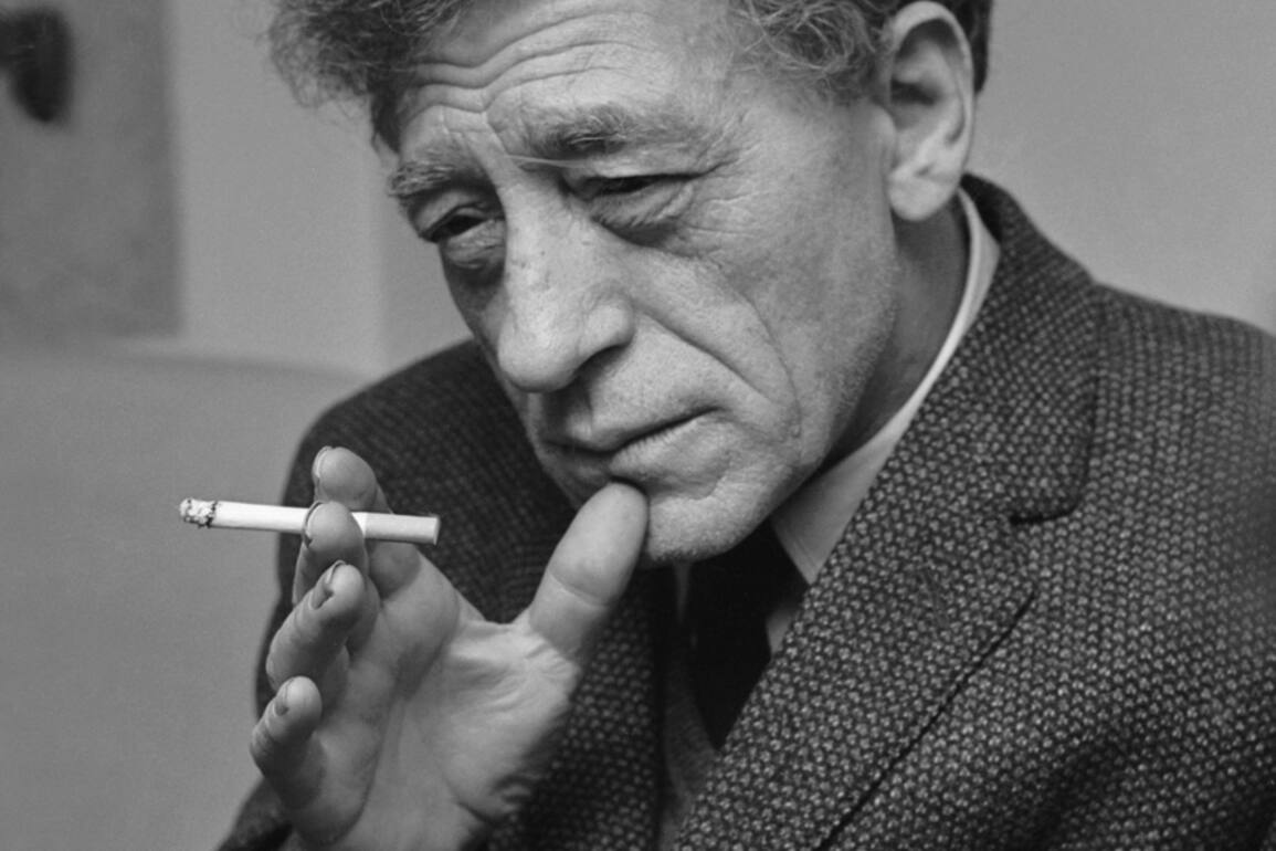 MILESTONES CATALOGUE - Portrait of Alberto Giacometti, December 1962. (KEYSTONE/PHOTOPRESS-ARCHIV/Krebs)MILESTONES KATALOG - Alberto Giacometti (1901 - 1966), aufgenommen am 18. Dezember 1962 in Zuerich anlaesslich eines Mediengespraechs zur Ausstellung seiner Werke im Kunsthaus Zuerich. (KEYSTONE/PHOTOPRESS-ARCHIV/Krebs)