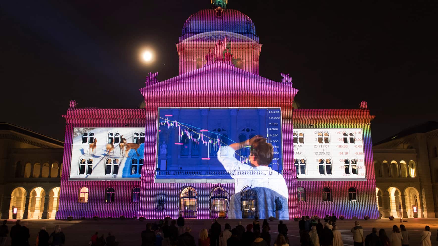Das Lichtspektakel "Rendez-vous Bundesplatz"