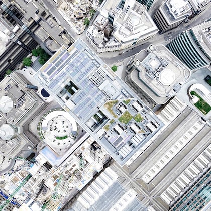 Rules-Based Approaches Helikopterbild von Hochhäusern