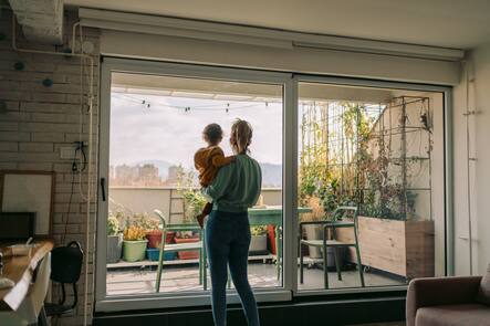 Photo of mom and baby boy at home