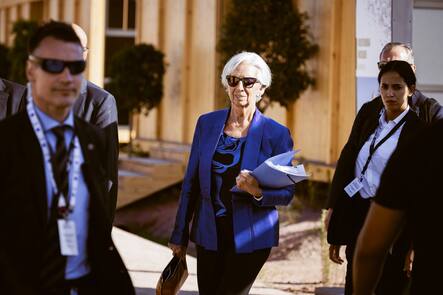 Christine Lagarde, Praesidentin der Europaeischen Zentralbank aufgenommen im Rahmen der Jahrestagung von IWF und Weltbank in Marrakesch Marokko, 13.10.2023. Marakesch Marocco *** Christine Lagarde, President of the European Central Bank recorded at the Annual Meetings of the IMF and the World Bank in Marrakech Morocco , 13 10 2023 Marrakech Morocco Copyright: xFelixxZahnx