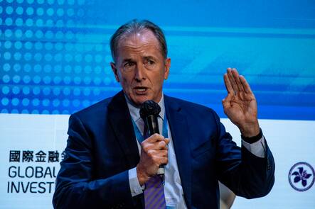 Hong Kong Global Financial Leaders Investment Summit Chairman and Chief Executive Officer of Morgan Stanley, James Gorman speaking at Panel 1 Navigating Through Uncertainty, during the Hong Kong Global Financial Leaders Investment Summit on November 2, 2022 in Hong Kong, China. The Global Financial Leaders Investment Summit is held today in Hong Kong. Hong Kong Hong Kong PUBLICATIONxNOTxINxFRA Copyright: xVernonxYuenx originalFilename: yuen-hongkong221102_npBO4.jpg