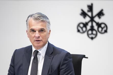 Sergio Ermotti, CEO of Swiss bank UBS, speaks during a press conference announcing the bank's 2019 full year and fourth quarter result in Zurich, Switzerland, on Tuesday, January 21, 2020. (KEYSTONE/Christian Beutler)
