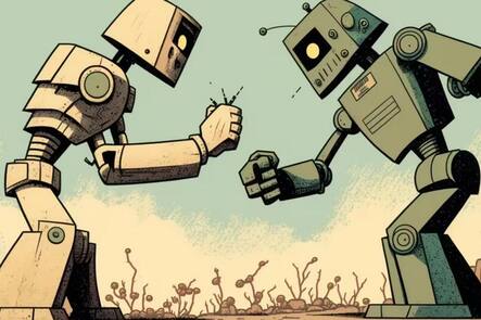 Zwei KI-Roboter im Kampf