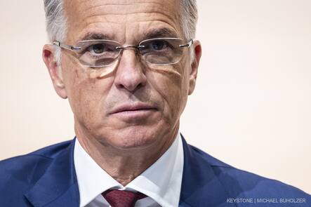 Newly appointed Group Chief Executive Officer of Swiss Bank UBS Sergio P. Ermotti attends news conference in Zurich, Switzerland on Wednesday, March 29, 2023. (KEYSTONE/Michael Buholzer)