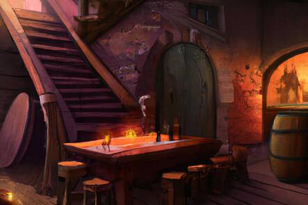 Fantasy Taverne Gemälde von künstlicher Intelligenz.