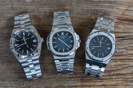 Drei Secondhand-Uhren nebeneinander