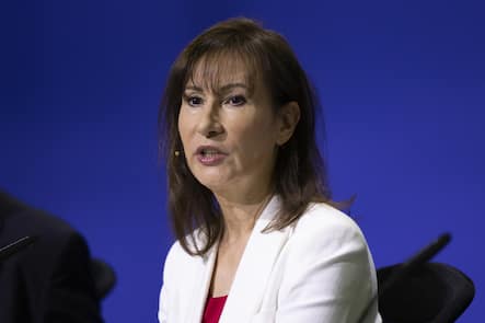 Suzanne Thoma, CEO BKW, bei der Generalversammlung der BKW, am Montag, 16. Mai 2022 in Bern. (KEYSTONE/Peter Klaunzer)