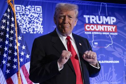 Republican presidential candidate former President Donald Trump arrives at a campaign event in Portsmouth, N.H., Wednesday, Jan. 17, 2024. (AP Photo/Matt Rourke).Donald Trump