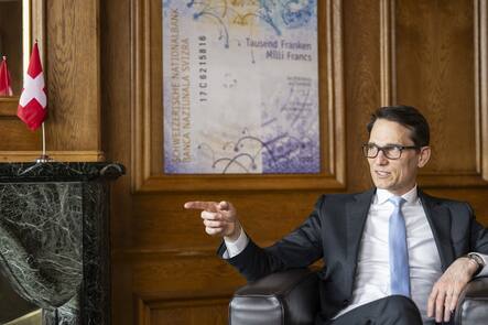 Der Schweizer Oekonom Martin Reto Schlegel, Vizepraesident des Direktoriums der Schweizerischen Nationalbank, am Montag, 24. April 2023 in Bern. (KEYSTONE/Alessandro della Valle).