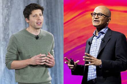 Sam Altman (l.) und Satya Nadella: Die CEOs von Open AI und Microsoft arbeiten eng miteinander an der Entwicklung neuer KI-Anwendungen.