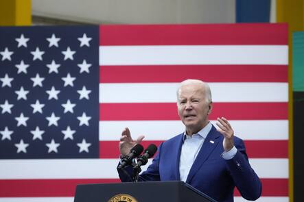 President Joe Biden speaks at the Arcosa Wind Towers, Wednesday, Aug. 9, 2023, in Belen, N.M. Biden is making the case that his policies of financial and tax incentives have revived U.S. manufacturing. (AP Photo/Alex Brandon).Joe Biden
