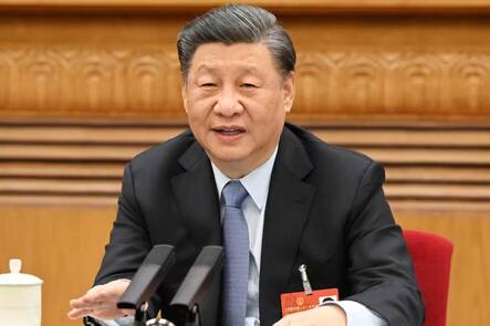 Der chinesische Präsident Xi Jinping am Nationalen Volkskongress vom 5. März 2023.