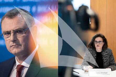 Swiss National Bank's (SNB) Chairman of the Governing Board Thomas Jordan VS Marlene Amstad, VR-Praesidentin FINMA