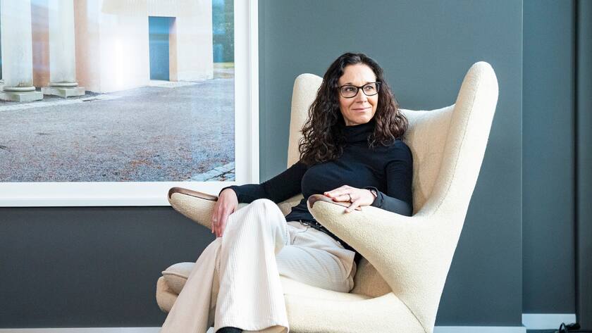 Debora Akinci, photographed at work, in the offices of Corpus, Geneva.