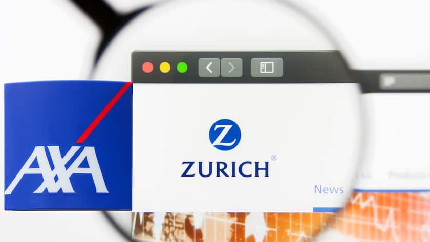 Versicherer Axa und Zürich Logos
