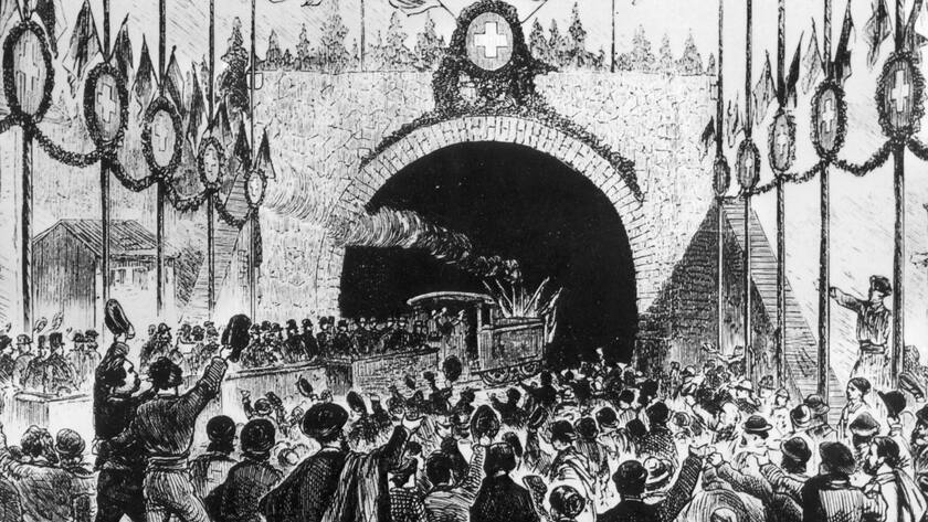 Einweihung des Gotthard-Eisenbahn-Tunnels im Jahr 1882