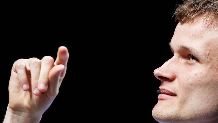 Russian-Canadian programmer Vitalik Buterin, founder and inventor of the Ethereum mining network and software development platform, along with the associated Ether (ETH) cryptocurrency, speaks at a blockchain event in Zug, Switzerland, Friday, July 6, 2018. (KEYSTONE/ Valentin Flauraud)