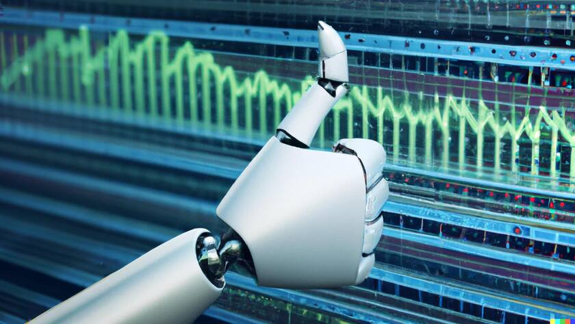 Von KI profitieren: Die Bank of America gibt in einer Notiz bekannt, in welchen Aktien sie Potenzial sieht. Diese visuelle Interpretation von einer Roboterhand wurde mit Hilfe des KI-Modells Dalle-E 2 erstellt und von einem Menschen überprüft.