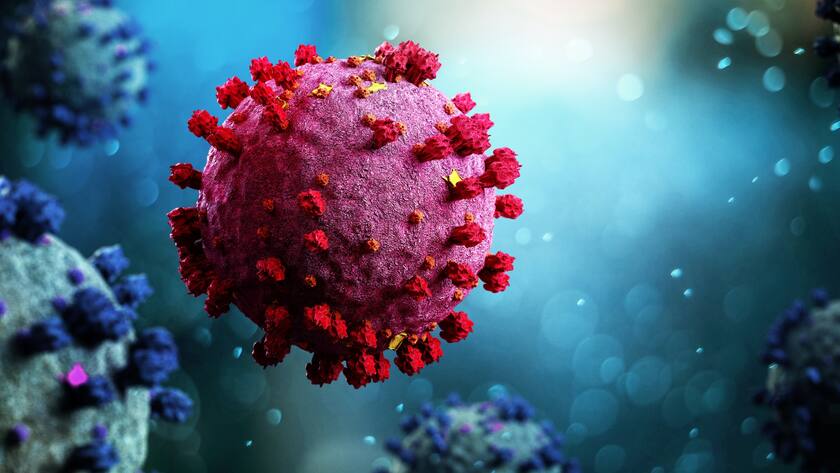 Darstellung eines Coronavirus' (3D-Rendering)