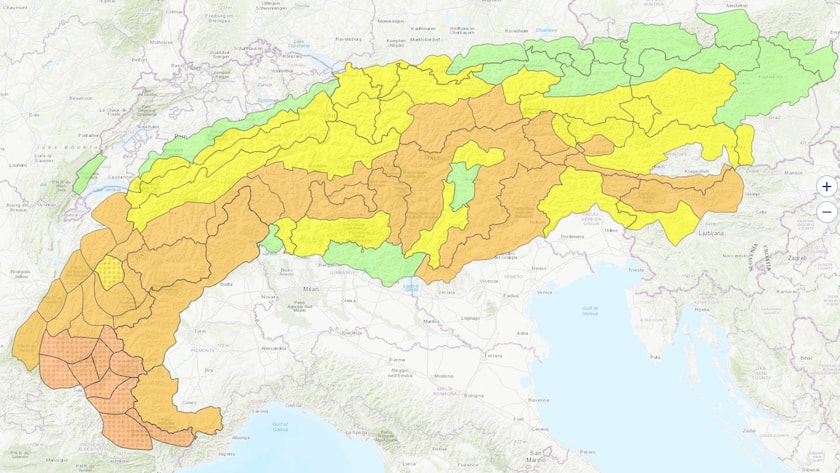 Aktuelle Übersicht vom Dienstag über Lawinengefahren im Alpenraum