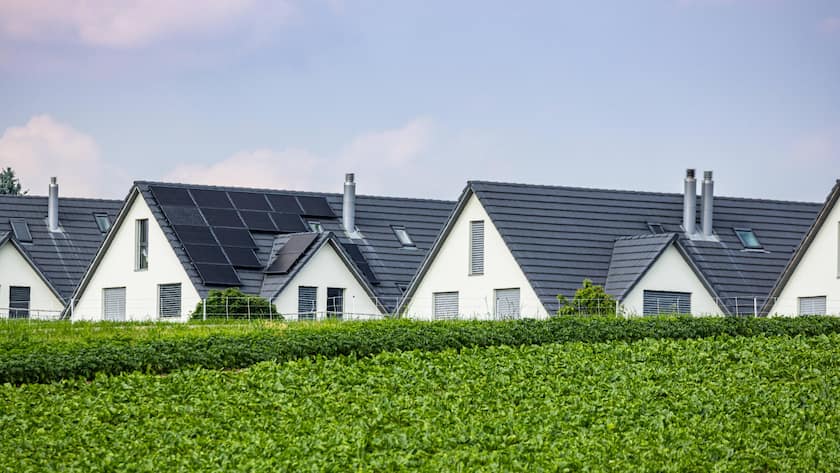 Häuser in Höri Die Häuser von Höri im Zürcher Unterland vom Nerracherried ausgesehen. Höri, Schweiz, 03.06.2023 *** Houses in Höri The houses of Höri in the Zurich Unterland seen from Nerracherried Höri, Switzerland, 03 06 2023