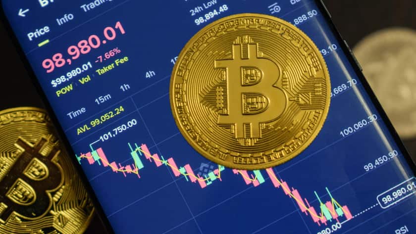 Mandatory Credit: Photo by Dimitris Aspiotis/Shutterstock (15689749c) Bitcoin's price dropped by over 6% in a single day, falling below the key psychological price level of $100,000 for the first time since June. Bitcoin dips below 100K, Athens, Greece - 05 Nov 2025