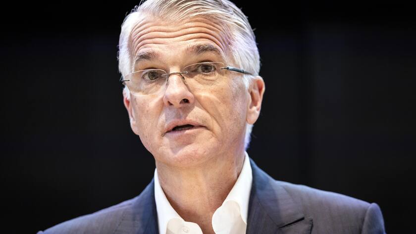 Sergio P. Ermotti, Group Chief Executive Officer of Swiss bank UBS speaks during a delegates' meeting of the FDP party of the Canton of Zurich on Tuesday April 8, 2025 in Zurich, Switzerland. (KEYSTONE/Michael Buholzer)..