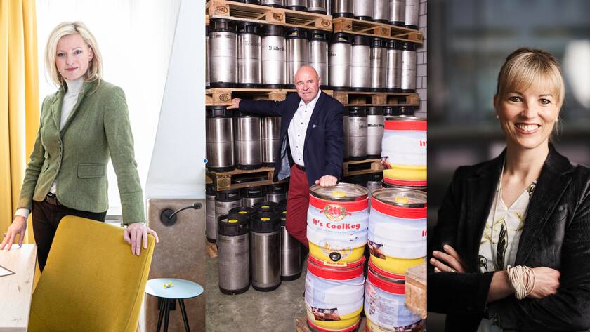 Sigi Gübeli, General Manager Hotel Platzhirsch Zuerich, Felix Meier, Chef der Brauerei Mueller, Diana Gutjahr, Ernst Fischer AG