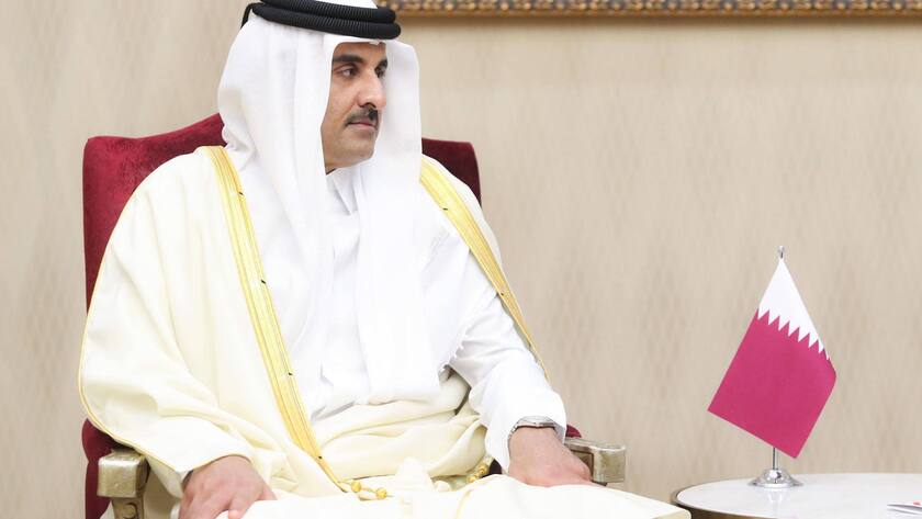 October 13, 2022, Astana, Astana, Kazakhstan: A handout photo made available by the Iranian presidential office shows, Iranian president EBRAHIM RAISI unseen meets with the Emir of Qatar TAMIM BIN HAMAD AL THANI at the 6th CICA Summit in Astana, Kazakhstan, on 12 Oct 2022. Astana Kazakhstan - ZUMAi98_ 20221013_zih_i98_020 Copyright: xIranianxPresidencyx