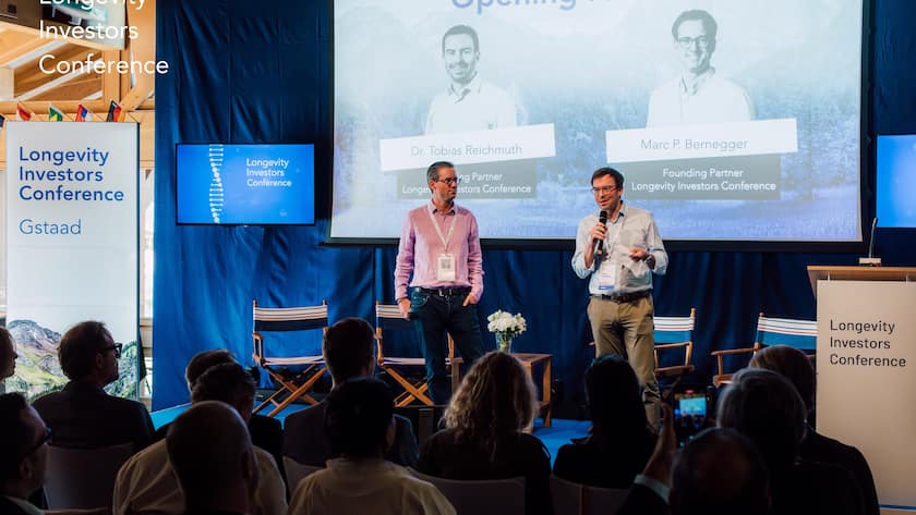 Tobias Reichmuth und Marc Bernegger an der Longevity Investors Conference 2023