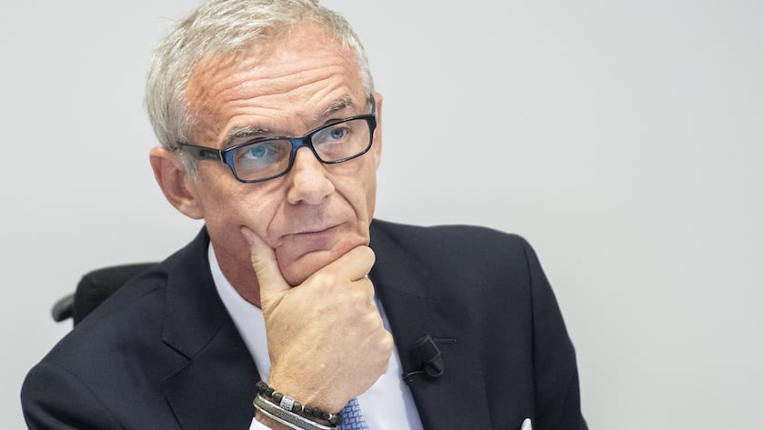 Urs Rohner, president of the board, speaks during a press conference of the Observation of Iqbal Khan in Zurich, Switzerland, Tuesday, October 1, 2019. (KEYSTONE/Ennio Leanza)