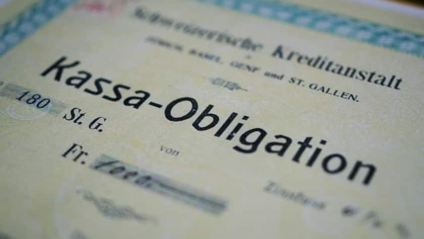 Aufnahme einer historischen Kassenobligation der Schweizerischen Kreditanstalt