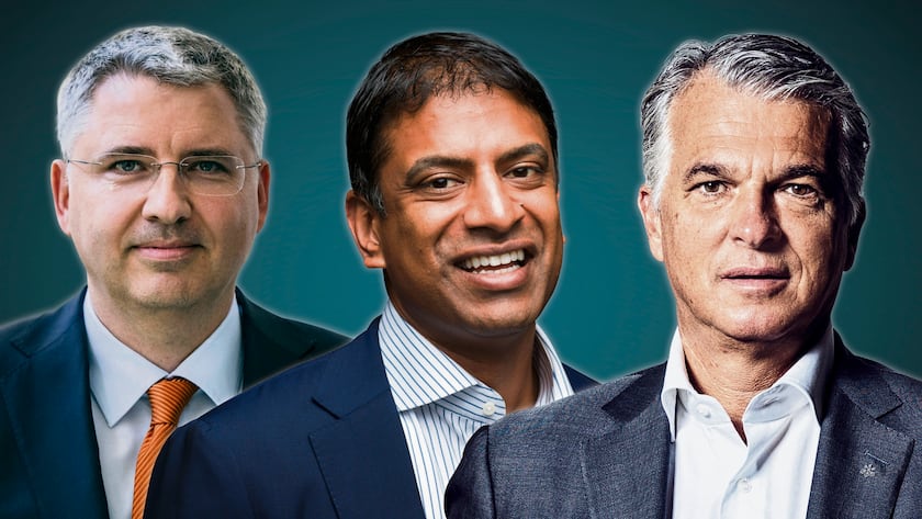 Die Topverdiener 2020: Sergio Ermotti (UBS) vor Vas Narasimhan (Novartis) und Severin Schwan (Roche) (v.r.n.l.)
