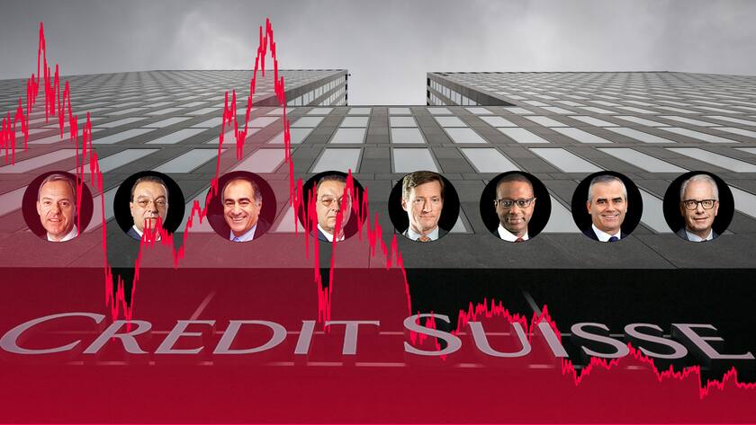 Viele Chefs, eine Richtung: Die Credit Suisse im Börsen-Sinkflug