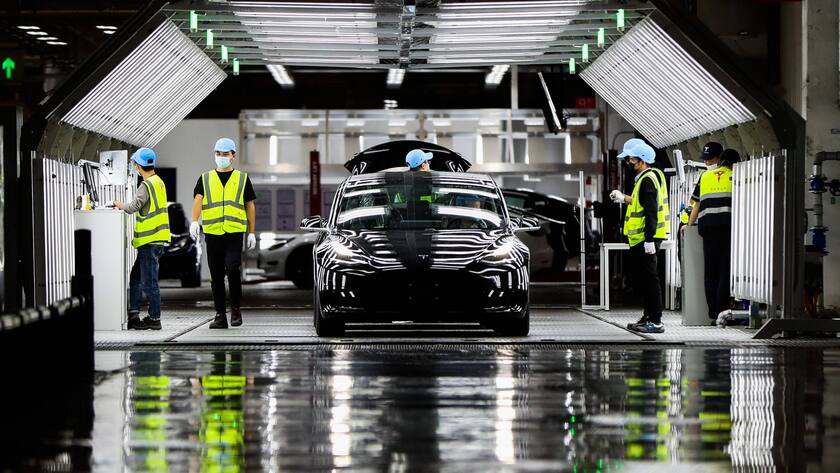 China, Eindrücke aus dem Tesla-Werk in Shanghai