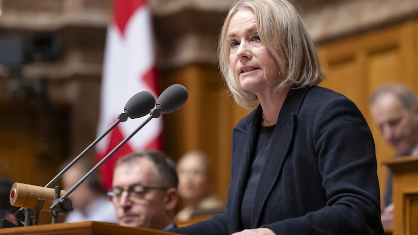 Elisabeth Schneider-Schneiter, Mitte-BL, spricht waehrend der Wintersession der Eidgenoessischen Raete, am Donnerstag, 12. Dezember 2024 im Nationalrat in Bern. (KEYSTONE/Anthony Anex)