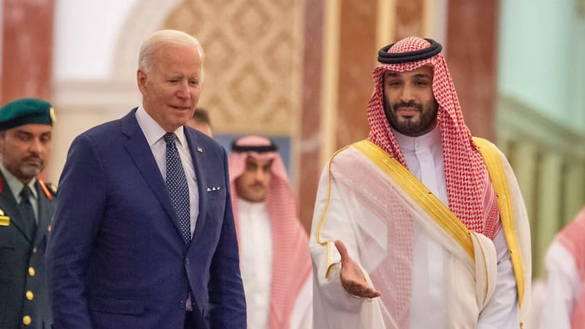 President Joe Biden meets with Saudi Crown Prince Mohammed bin Salman at the Al Salman Royal Palace, on Friday, July 15, 2022, in Jeddah. Biden presented his vision for the United States role in the Middle East at the Jeddah Security and Development Summit, attended by Gulf state leaders, on Saturday, the final day of his four-day trip through the region. Photo via Saudi Press Agency/ PUBLICATIONxINxGERxSUIxAUTxHUNxONLY WAX2022071705 SAUDIxPRESSxAGENCY