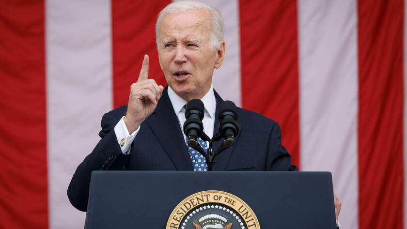 Joe Biden bei einer Rede vor dem Weissen Haus: Der Handel setzte am Memorial Day aus.