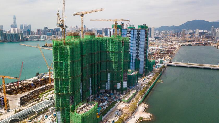 Grossbaustelle in Hongkong: Chinas Baukonzerne wurden von Evergrande in den Abgrund gezogen.