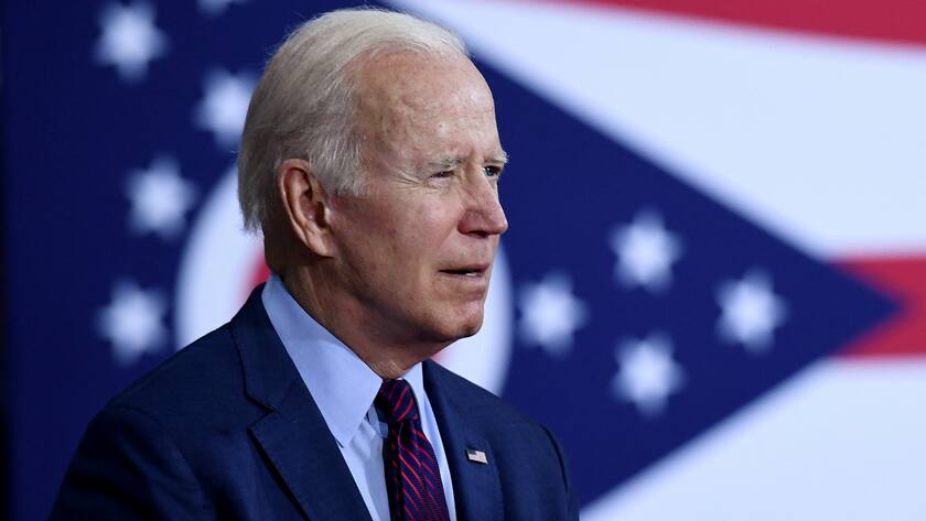 US President Joe Biden looks on before delivering remarks during a visit to United Performance Metals, a specialty metals solutions center, in Hamilton, Ohio, on May 6, 2022.