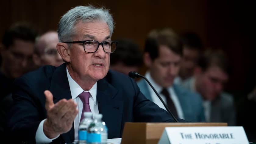 June 22, 2023, Washington, District of Columbia, USA: Jerome H. Powell, Chair, Board of Governors of the Federal Reserve System, appears before a Senate Committee on Banking, Housing, and Urban Affairs hearing to examine the Semiannual Monetary Policy Report to the Congress, in the Dirksen Senate Office Building in Washington, DC, Thursday, June 22, 2023 Washington USA - ZUMAs152 20230622_zaa_s152_159 Copyright: xRodxLamkeyx