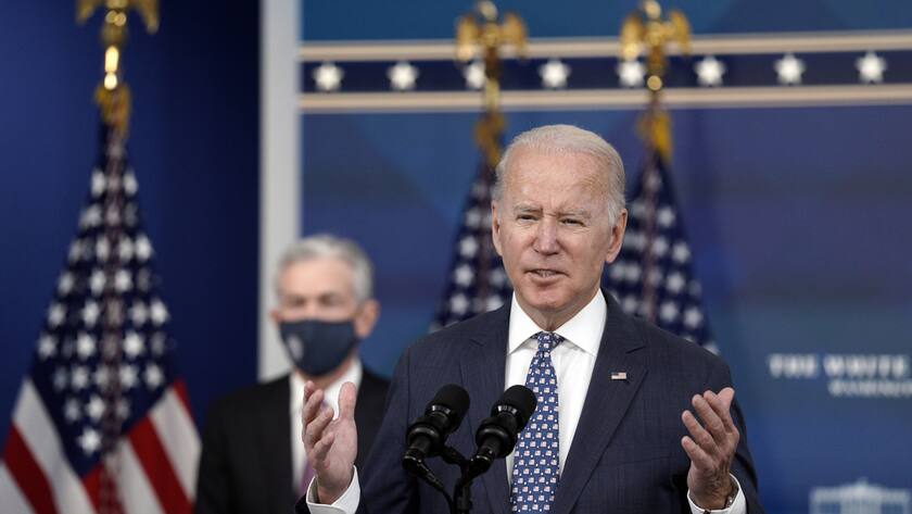 U.S. President Joe Biden announces Jerome Powell L as his nominee for a second term as the Federal Reserve Chair in the South Court Auditorium at the White House in Washington, DC on Monday, November 22, 2021. Powell will continue to run the central bank for the next four years. PUBLICATIONxINxGERxSUIxAUTxHUNxONLY WASP2021112205 YurixGripas/ABACA