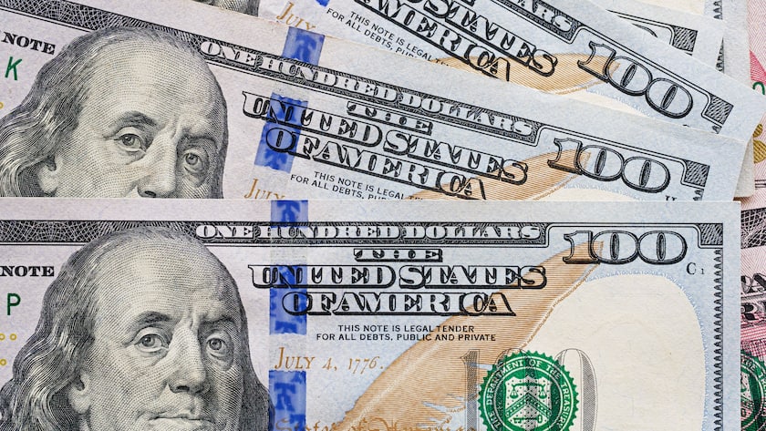March 31, 2021, Vancouver, British Columbia, Canada: A likeness of Benjamin Franklin is seen on U.S. one hundred dollar $100 bills. Vancouver Canada - ZUMAs202 20210331_zap_s202_006 Copyright: xBaynexStanleyx