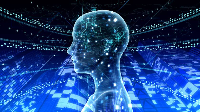 Durchsichtiger Kopf in blau