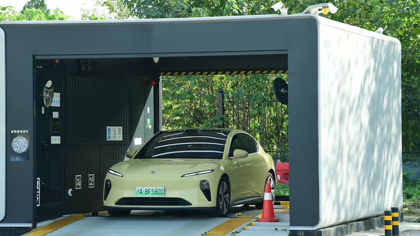 NIO-Ladestation in Suzhou (China): Nur bei den Elektroautos ist die Welt im Zeitplan.