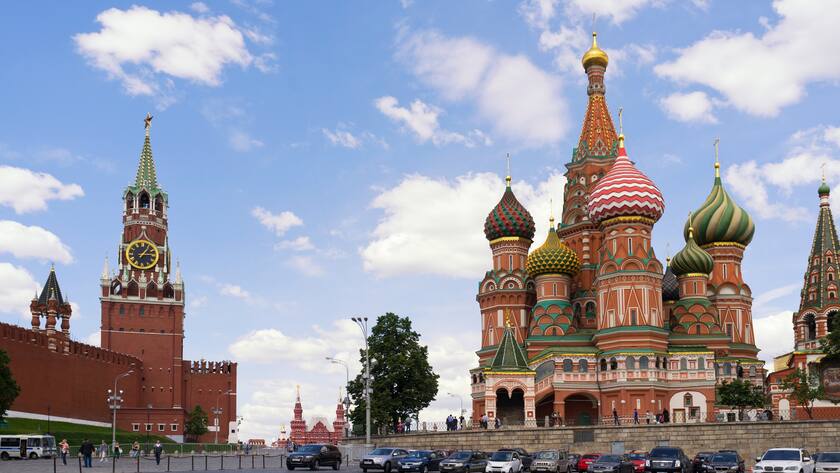 Saint-Basil cathedral and Moscow Kremlin