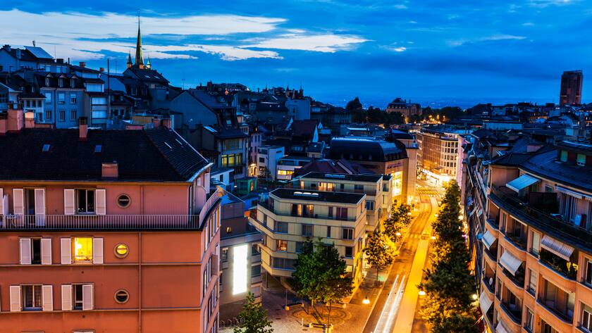 Lausanne panorama at night. Lausanne, Vaud, Switzerland. , 22236248.jpg, Europe, Lake Geneva, Lausanne, Switzerland, Vaud, alps, architecture, blue, city, cityscape, day, downtown, dusk, evening, landmark, marina, night, outdoors, skyline, travel, street, blue, skyline, aerial, house, tower, church,