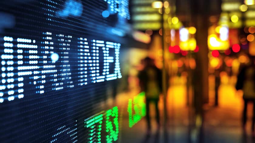 "display stock market data in a streetHongkong, Chinaselective focus, shallow depth of field"